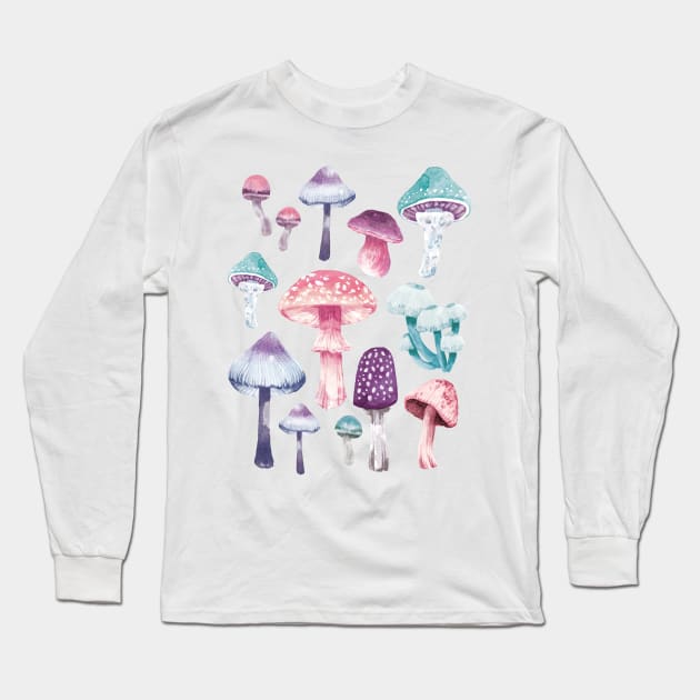 Luminescent Mushrooms Long Sleeve T-Shirt by KristieMillan